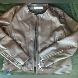 Mango leather jacket Large